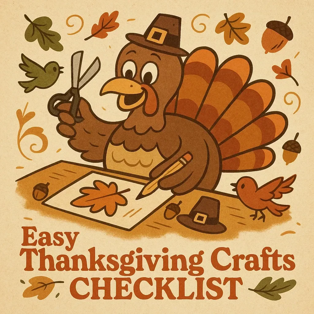 Easy Thanksgiving Crafts Checklist | Printable Fall Craft Ideas for Kids & Families | Fun, Easy Thanksgiving Crafts for Home, School & Parties | Instant Digital Download