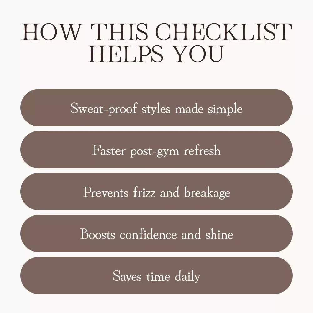 Quick Gym Hair Styling Checklist | Printable Guide for Effortless Workout Hair | Digital Download for Fitness Beauty Routines | How to Style Hair for a Workout