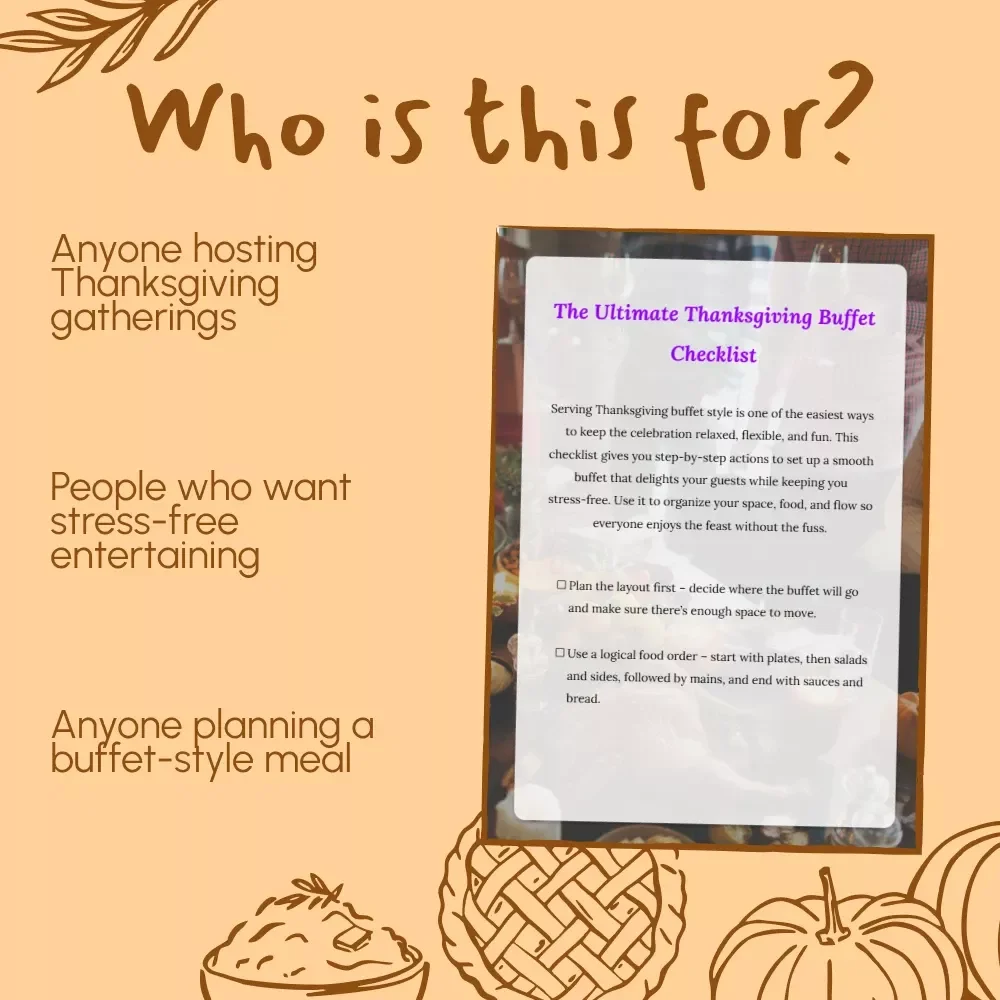 The Ultimate Thanksgiving Buffet Checklist | Printable Holiday Party Planner | Digital Download for Easy Entertaining | The Best Way to Serve Thanksgiving Buffet Style