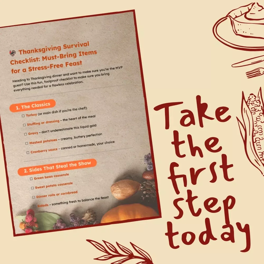 Thanksgiving Survival Checklist: Must-Bring Items for a Stress-Free Feast | Printable Holiday Guide | things to bring to thanksgiving | Digital Download for Organized Hosts & Guests