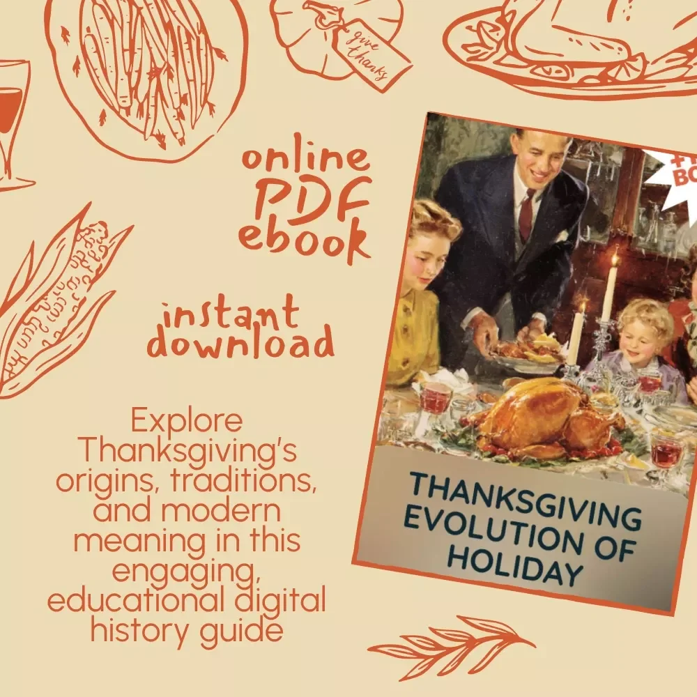 Thanksgiving Evolution of Holiday – Digital History eBook | Explore Origins, Traditions & Modern Culture | Educational Thanksgiving Guide for Teachers, Students & History Lovers