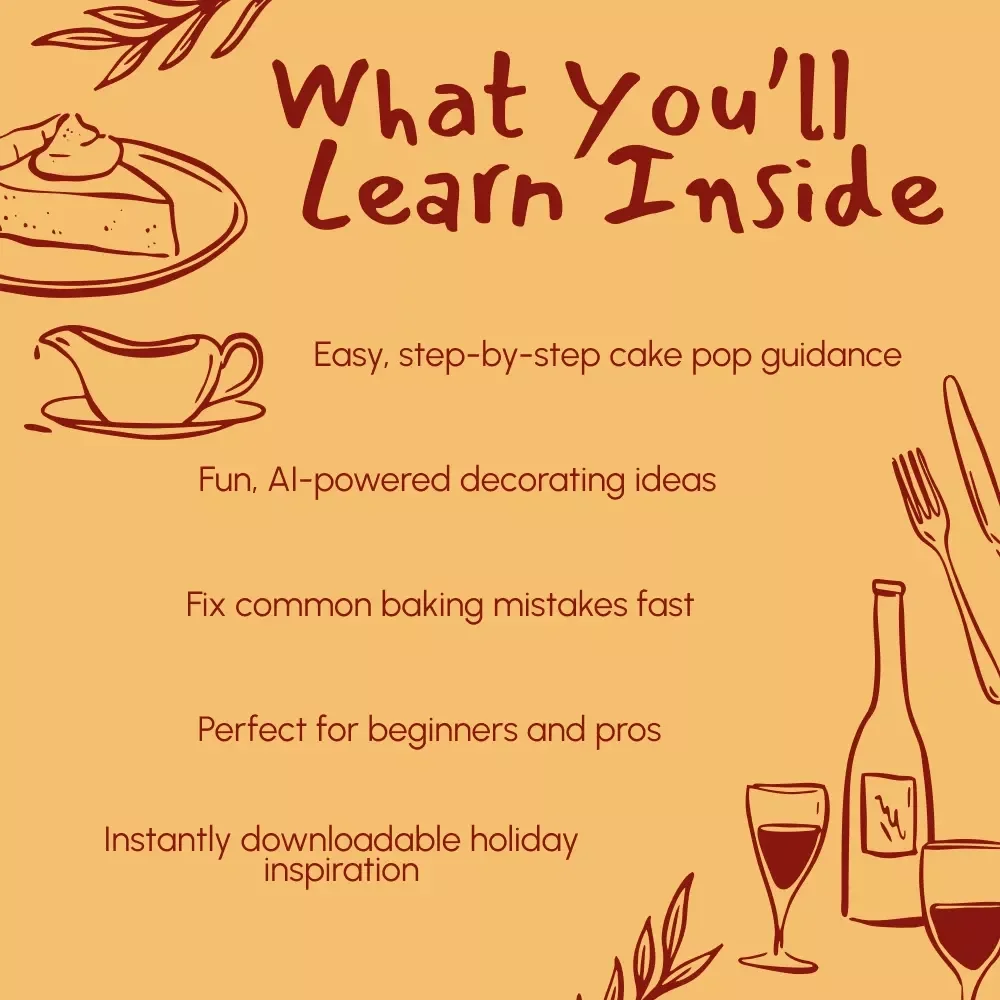 Thanksgiving Cake Pops Made Easy | Holiday Cake Pop Guide | Digital Download eBook for Beginners & Bakers | Thanksgiving Dessert Ideas, AI Decorating Tips, and Creative Fall Treats