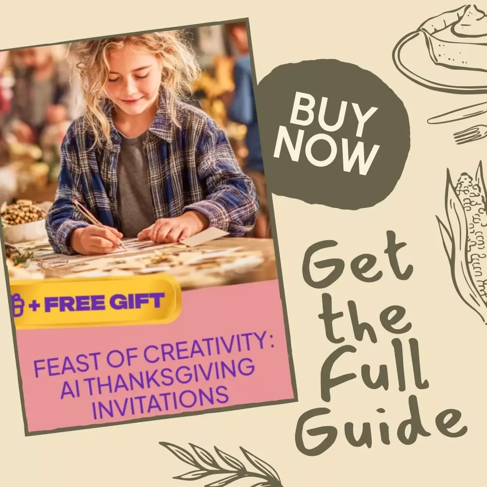 Feast of Creativity: AI Thanksgiving Invitations | Digital Download Guide for Stunning AI-Generated Holiday Invites | ChatGPT & MidJourney Thanksgiving Invitation eBook, Printable, and Checklist