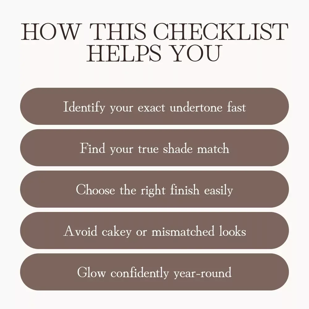 The Ultimate Foundation Checklist for Your Perfect Skin Tone | Printable Beauty Guide | Makeup Matching Tips | how to match foundation to your skin tone