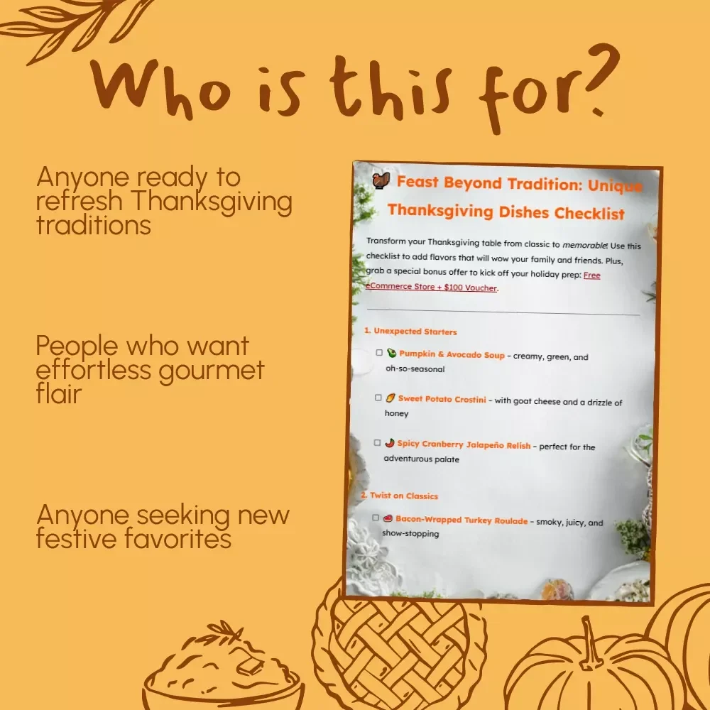 Feast Beyond Tradition: Unique Thanksgiving Dishes Checklist | Creative Holiday Menu Ideas | Digital Download for Food Lovers & Home Chefs