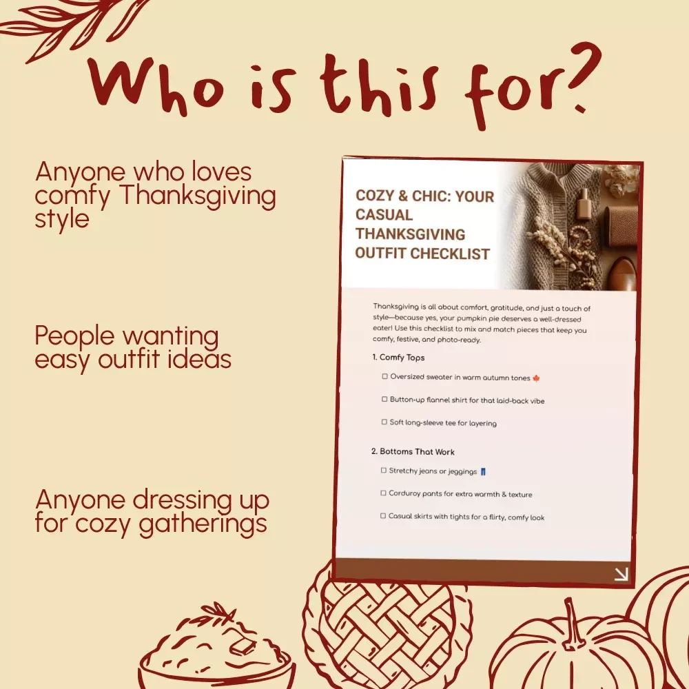 Cozy & Chic: Your Casual Thanksgiving Outfit Checklist | Fall Fashion Guide | Digital Download for Effortless Casual Thanksgiving Outfits