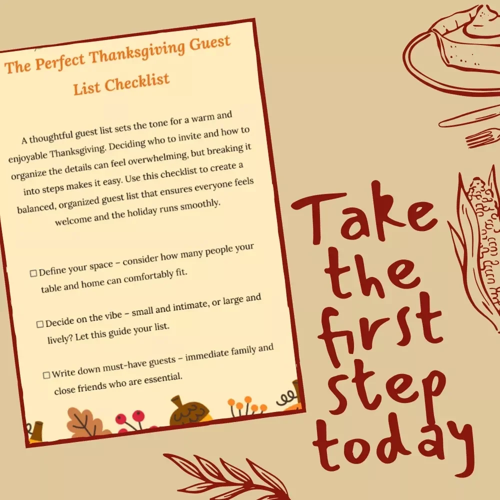 The Perfect Thanksgiving Guest List Checklist | Digital Download | Holiday Planning Guide for a Stress-Free and Enjoyable Thanksgiving