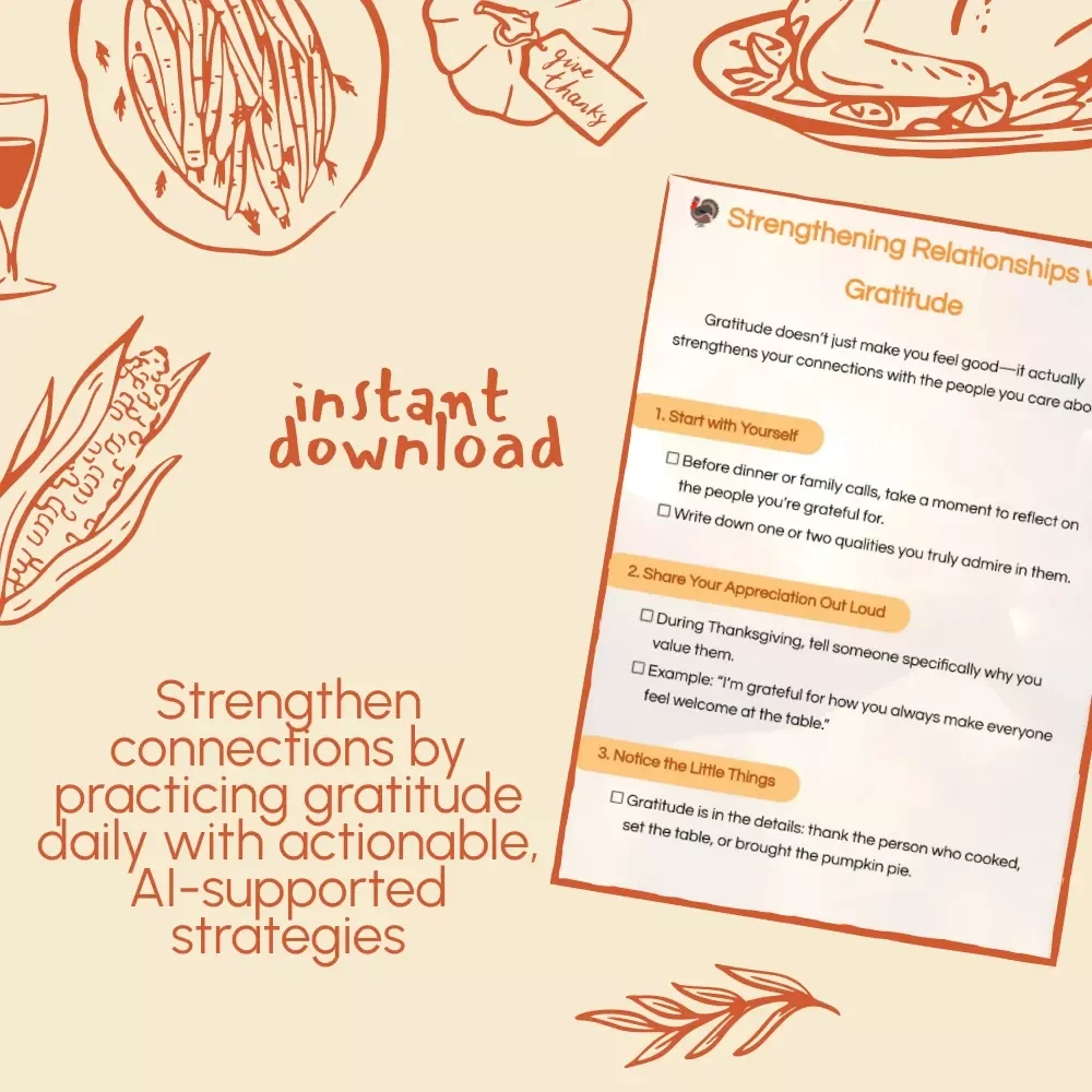 Strengthening Relationships with Gratitude – Digital Download eBook, Guide & Checklist for Family, Friends, and Daily Appreciation