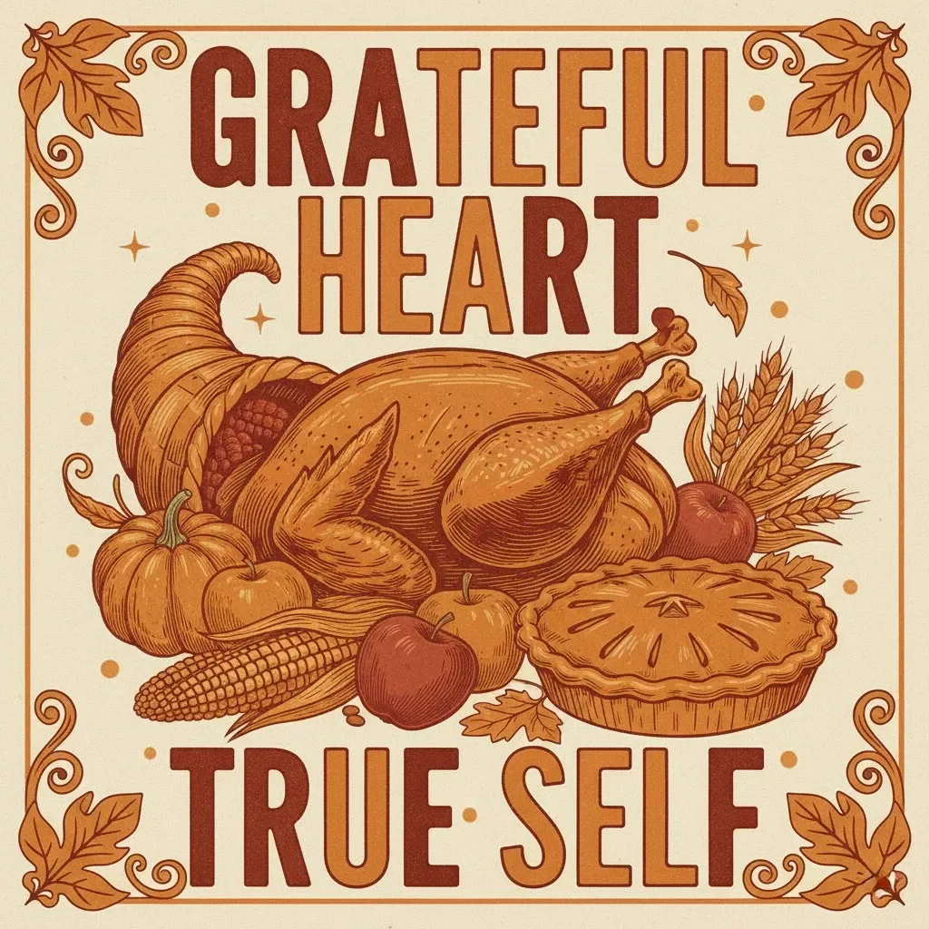 Grateful Heart, True Self – A Thanksgiving Guide to Connecting with Your Core Values | Mindful Gratitude eBook & Reflection Prompts | Tips for Connecting with Your Values During Thanksgiving