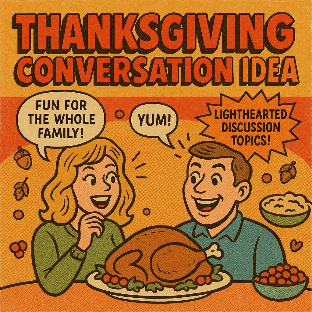 Lighthearted Thanksgiving Conversation Ideas – Printable Thanksgiving Dinner Checklist | Fun Family Conversation Starters for All Ages | Digital Download