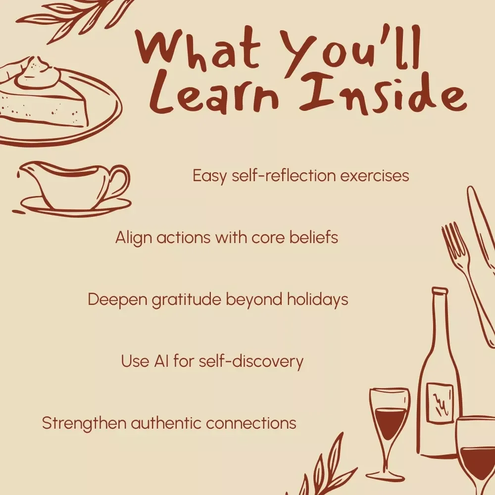Grateful Heart, True Self – A Thanksgiving Guide to Connecting with Your Core Values | Mindful Gratitude eBook & Reflection Prompts | Tips for Connecting with Your Values During Thanksgiving