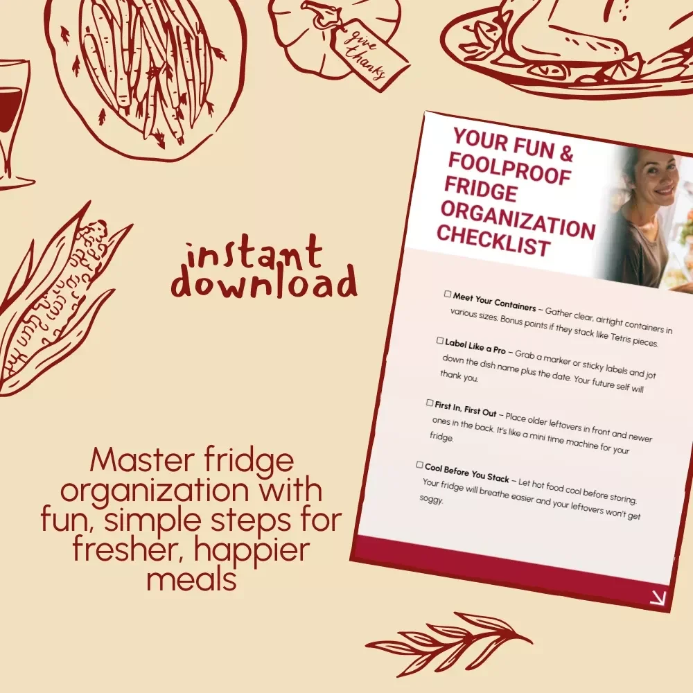 Your Fun & Foolproof Fridge Organization Checklist | Printable Digital Download for Easy Kitchen Storage & Tips for Organizing Leftovers in the Fridge