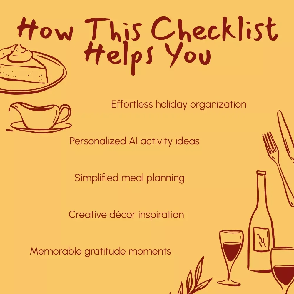 AI-Powered Thanksgiving Fun | How to Use AI to Plan Intentional Thanksgiving Activities | Printable Digital Checklist for Family Holiday Planning