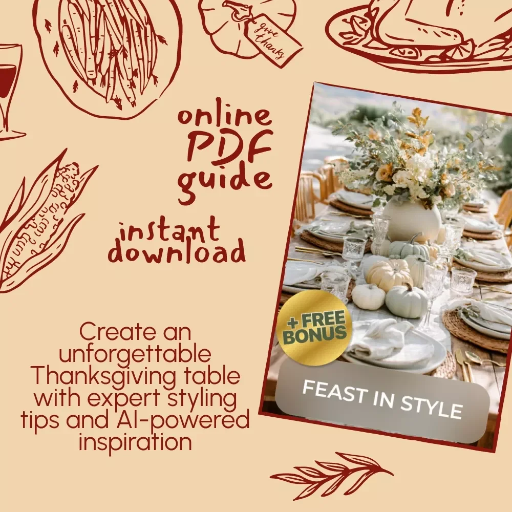 Feast in Style | Thanksgiving Table Setting Guide | Holiday Table Decor Ideas | AI-Enhanced Hosting eBook | Digital Download for Elegant Entertaining
