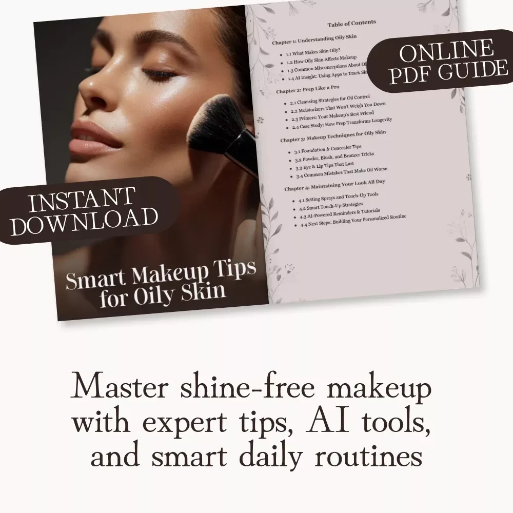 Smart Makeup Tips for Oily Skin | Digital Guide for Shine-Free Perfection | Makeup Tips for Oily Skin, Beauty Routine eBook, Instant Download