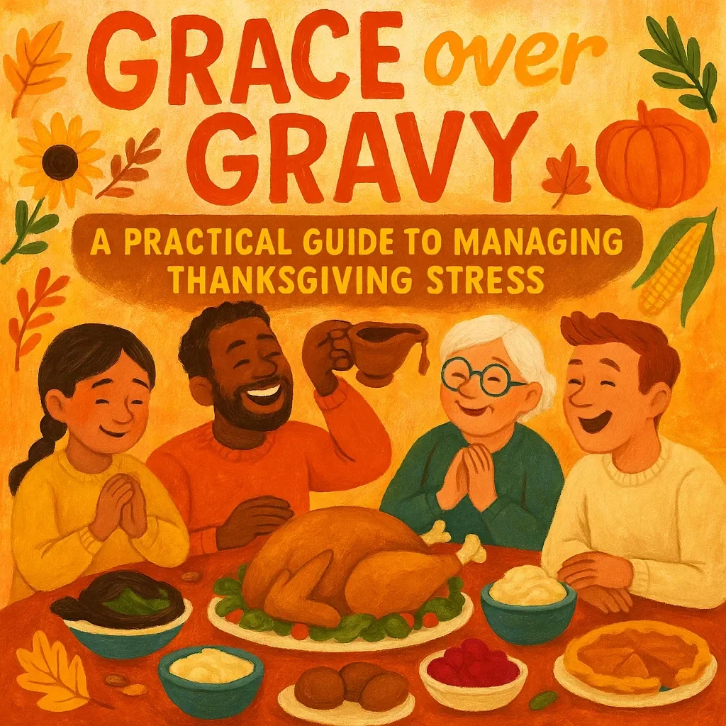 Grace over Gravy: A Practical Guide to Managing Thanksgiving Stress | Digital Download | How to Manage Thanksgiving Stress Guide for Hosts & Guests | Printable PDF Holiday Planner