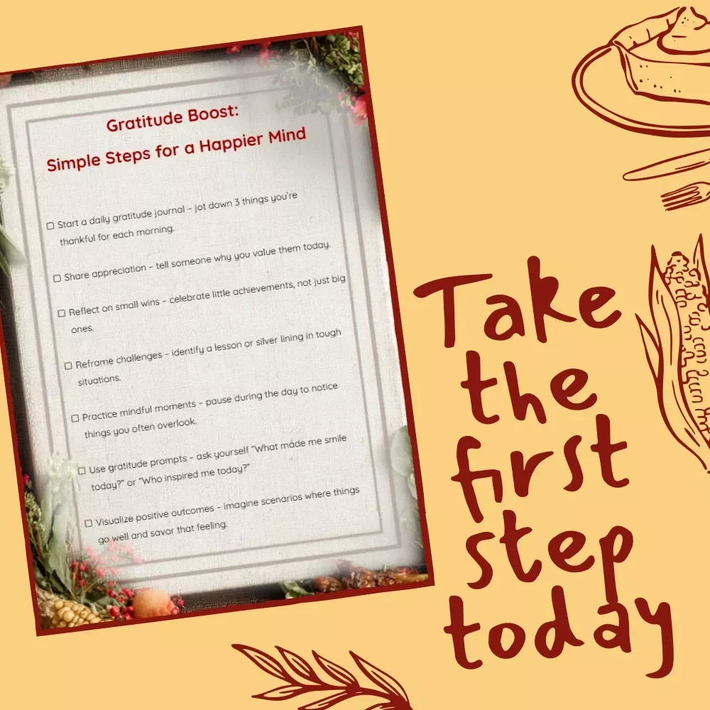 Gratitude Boost: Simple Steps for a Happier Mind | Printable Checklist | Digital Download | Why Gratitude Improves Mental Health | Self-Care & Mindfulness Tool
