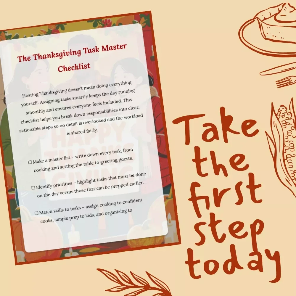 The Thanksgiving Task Master Checklist | Best Way to Assign Thanksgiving Tasks | Printable Digital Download for Organized Holiday Planning