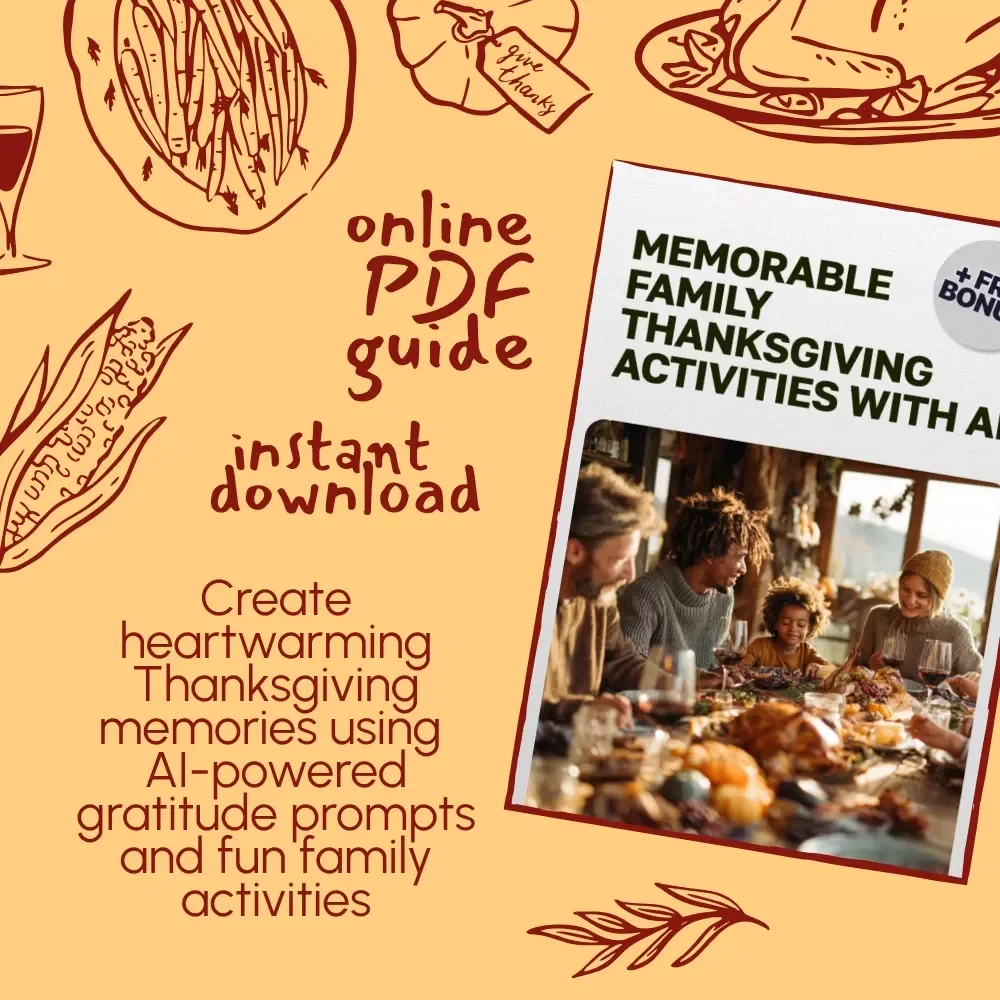 Memorable Family Thanksgiving Activities with AI | Digital Gratitude Guide | How to Use AI to Make a Family Gratitude Activity | Printable & Interactive eBook for Families