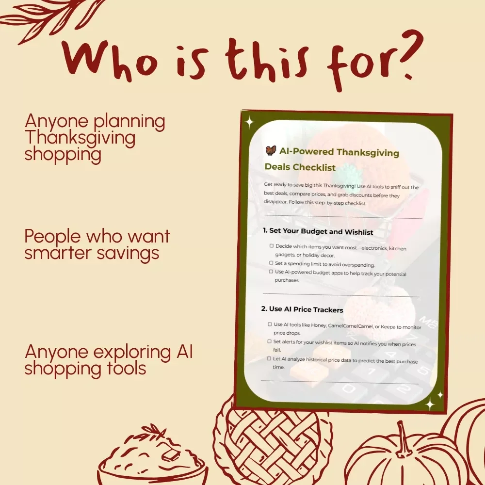 AI-Powered Thanksgiving Deals Checklist | Digital Download | How to Use AI to Find Thanksgiving Deals | Black Friday & Cyber Monday Savings Planner