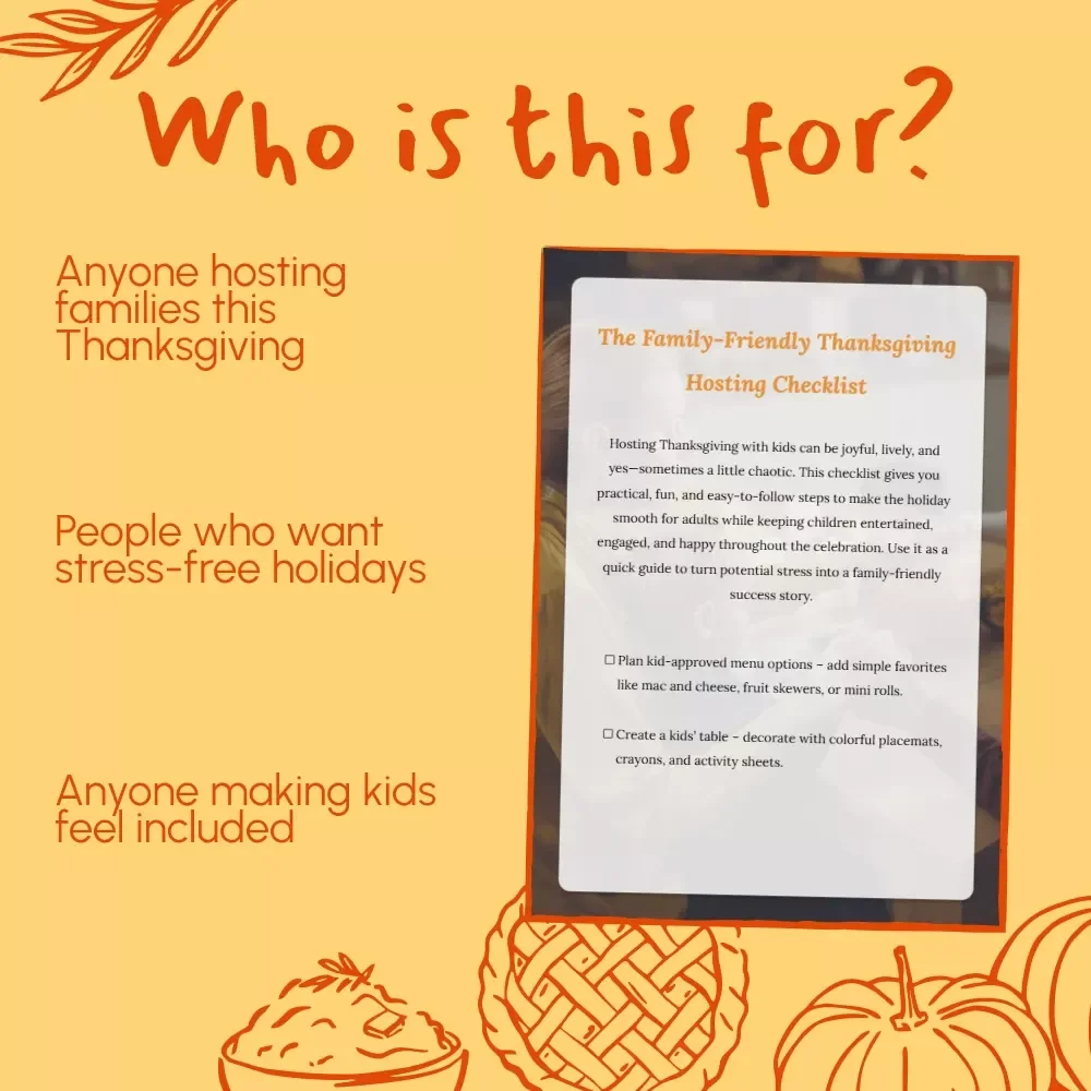 The Family-Friendly Thanksgiving Hosting Checklist | Printable Digital Download for Parents | Easy Tips for Hosting Thanksgiving with Kids