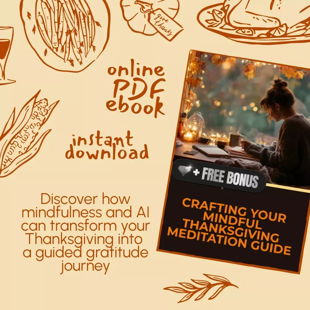 Crafting Your Mindful Thanksgiving Meditation Guide | Digital eBook on How to Use AI to Create a Thanksgiving Meditation Guide | Gratitude, Mindfulness & Meditation Practice Planner