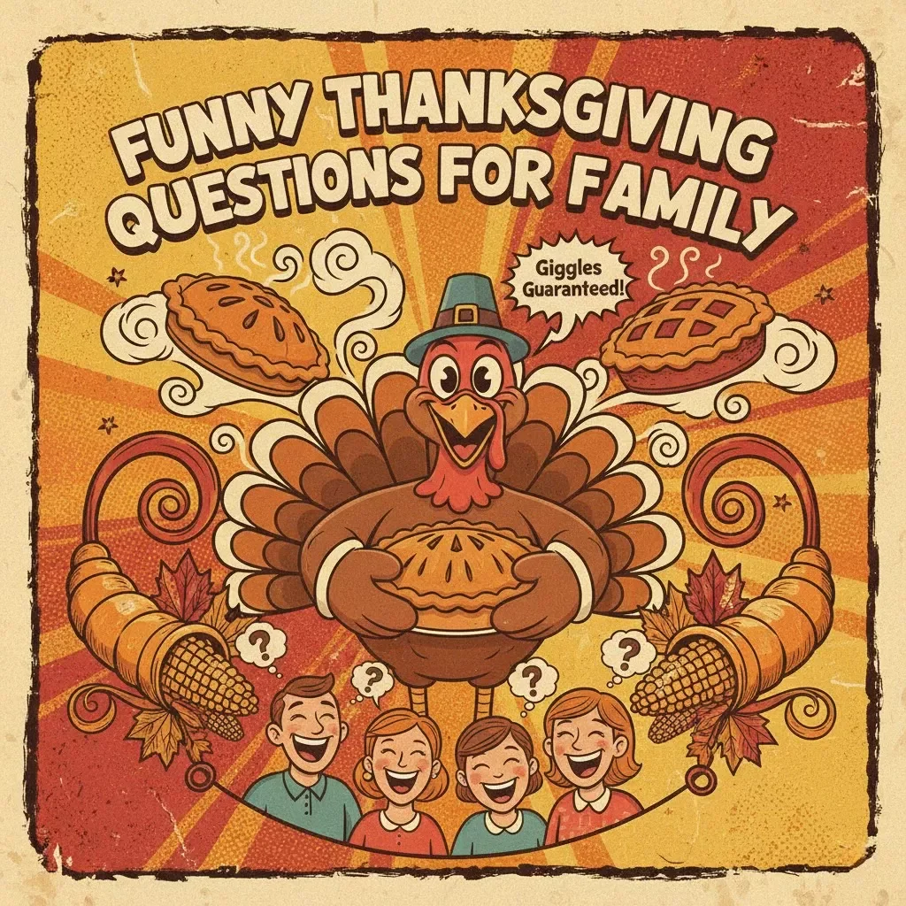 Funny Thanksgiving Questions for Family | Printable Checklist of Hilarious Conversation Starters | Digital Download for Holiday Dinner Fun