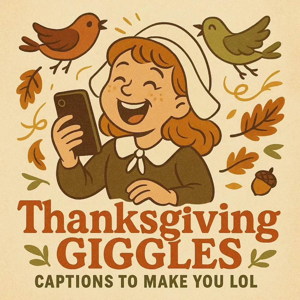 Thanksgiving Giggles: Captions to Make You LOL | Funny Thanksgiving Captions About Being Thankful | Social Media Caption Checklist & eBook
