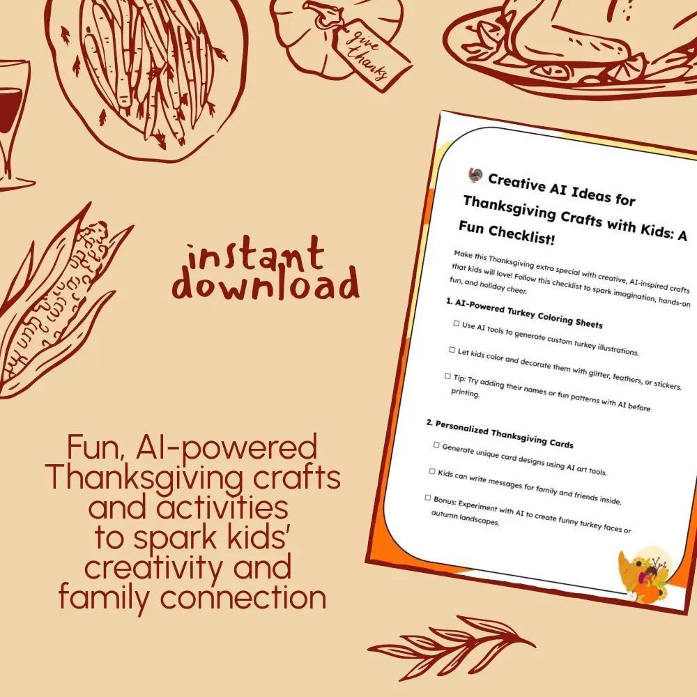 Creative AI Ideas for Thanksgiving Crafts with Kids: A Fun Checklist | AI Ideas for Thanksgiving Crafts for Kids | Printable Holiday Craft Guide