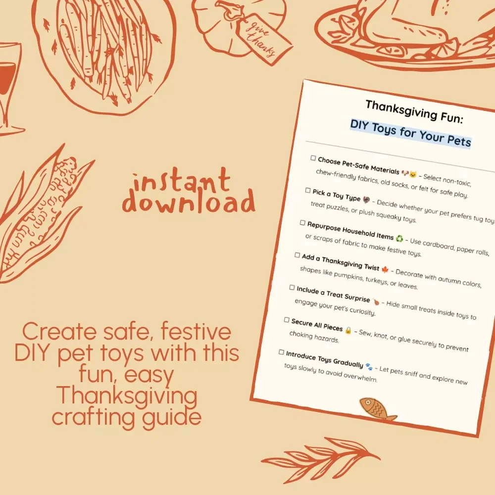 Thanksgiving Fun: DIY Toys for Your Pets | Pet-Safe Thanksgiving Craft Guide, Printable Pet Toy eBook, Pet Enrichment Ideas for Dogs & Cats, Fall Pet Activity Digital Download