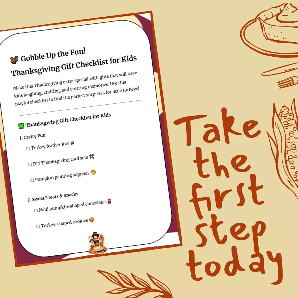Gobble Up the Fun! Thanksgiving Gift Checklist for Kids | Fun Thanksgiving Gifts for Kids | Printable Holiday Gift Planner & Digital Download