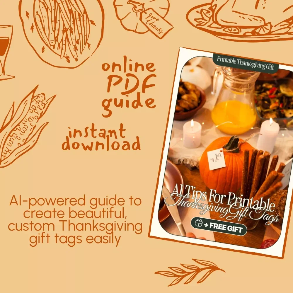 AI Tips for Printable Thanksgiving Gift Tags | Creative Holiday Design Guide for DIY Printable Gift Tags | Learn How to Use AI for Unique, Personalized Thanksgiving Tags