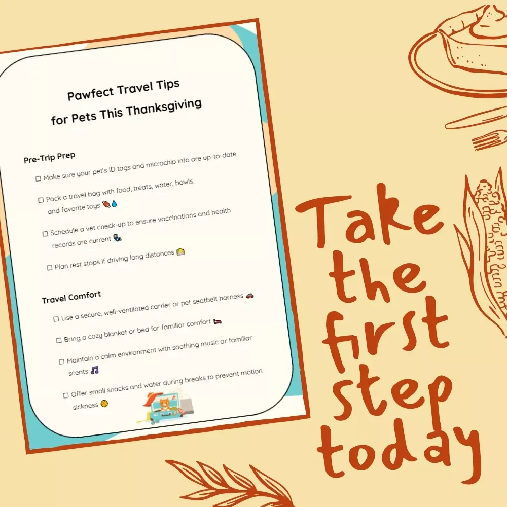 Pawfect Travel Tips for Pets This Thanksgiving | Printable Checklist for Stress-Free Pet Travel | Thanksgiving Travel Tips for Pets | Digital Download