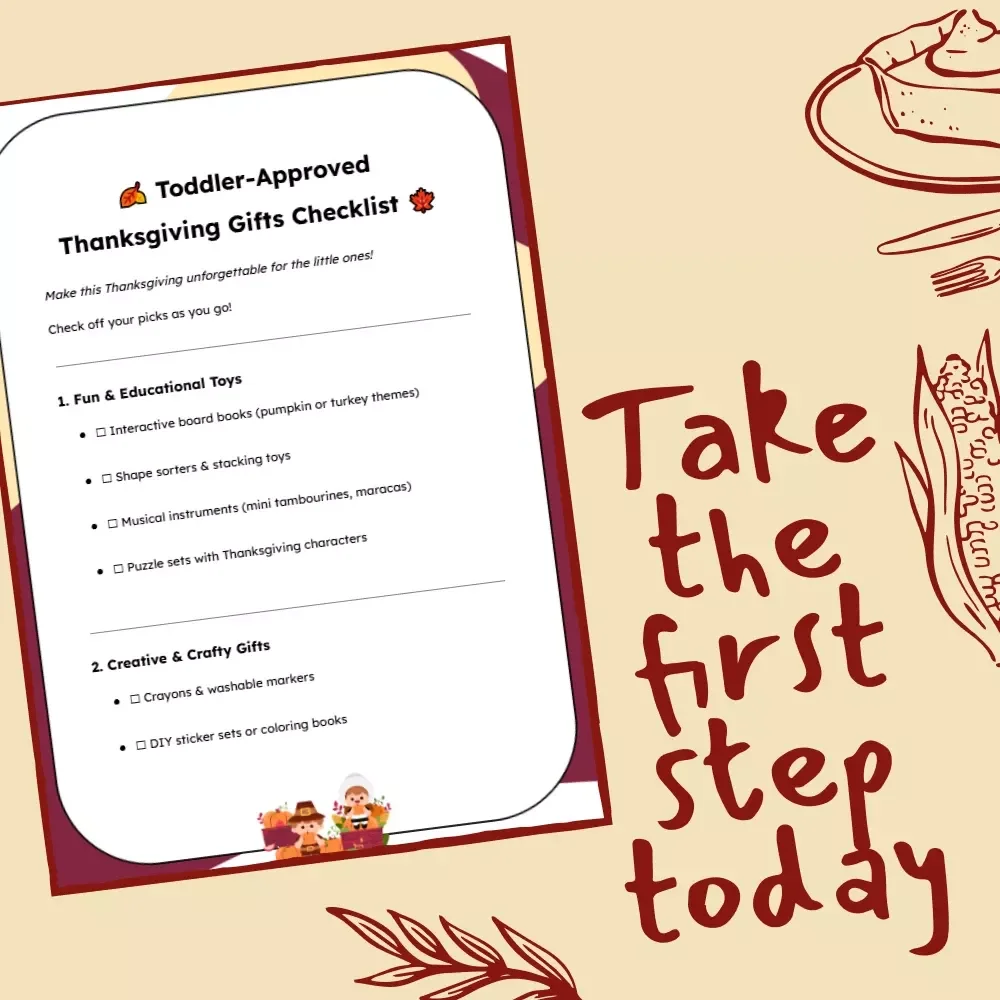Toddler-Approved Thanksgiving Gifts Checklist | Fun & Educational Thanksgiving Gifts for Toddlers | Printable Holiday Gift Ideas for Kids