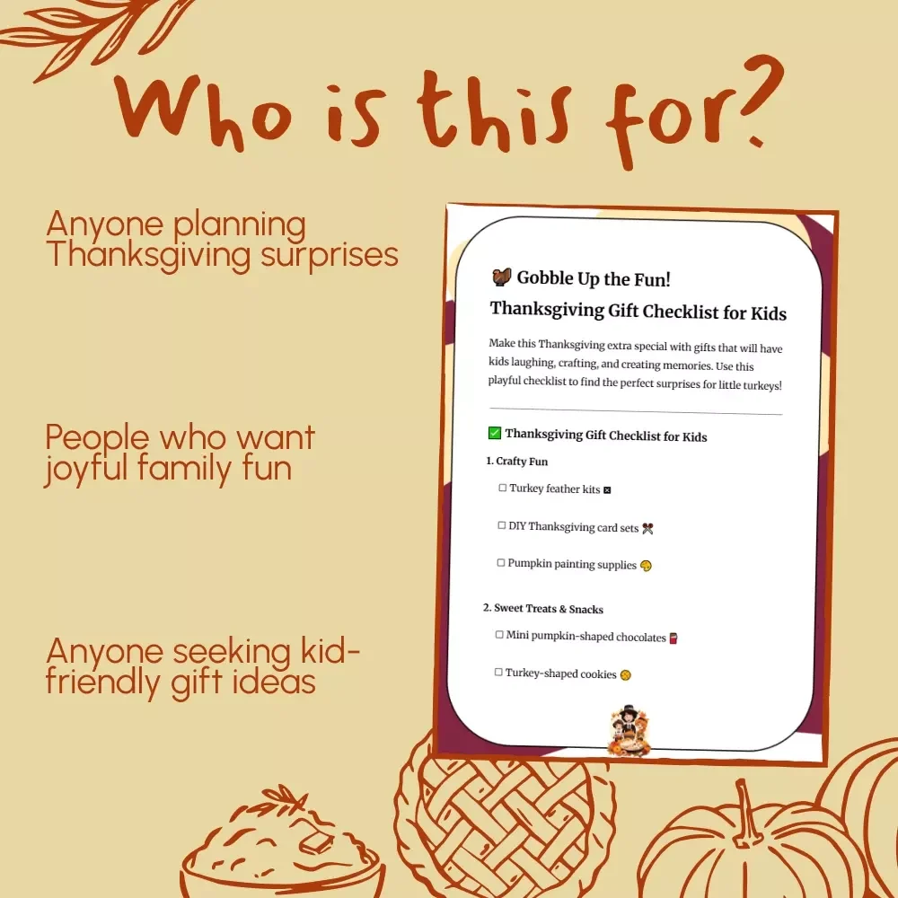 Gobble Up the Fun! Thanksgiving Gift Checklist for Kids | Fun Thanksgiving Gifts for Kids | Printable Holiday Gift Planner & Digital Download