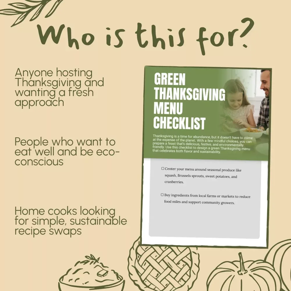 Green Thanksgiving Menu Checklist Digital Download | Eco-Friendly Holiday Planner | Sustainable Feast Guide | Green Thanksgiving Menu Ideas