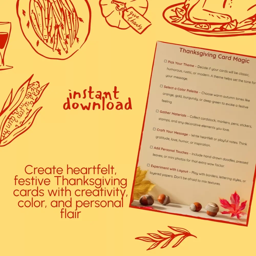 Thanksgiving Card Magic | Printable Checklist for DIY Thanksgiving Cards Ideas | Fall Greeting Card Guide | Holiday Craft Inspiration