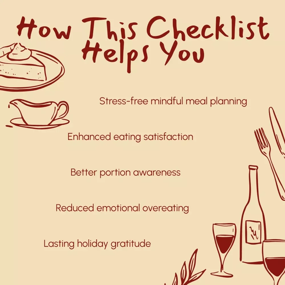Mindful Eating Tips for a Joyful Thanksgiving | Printable Mindful Eating Checklist | Holiday Wellness & Gratitude Guide | Digital Download for Mindful Holiday Meals