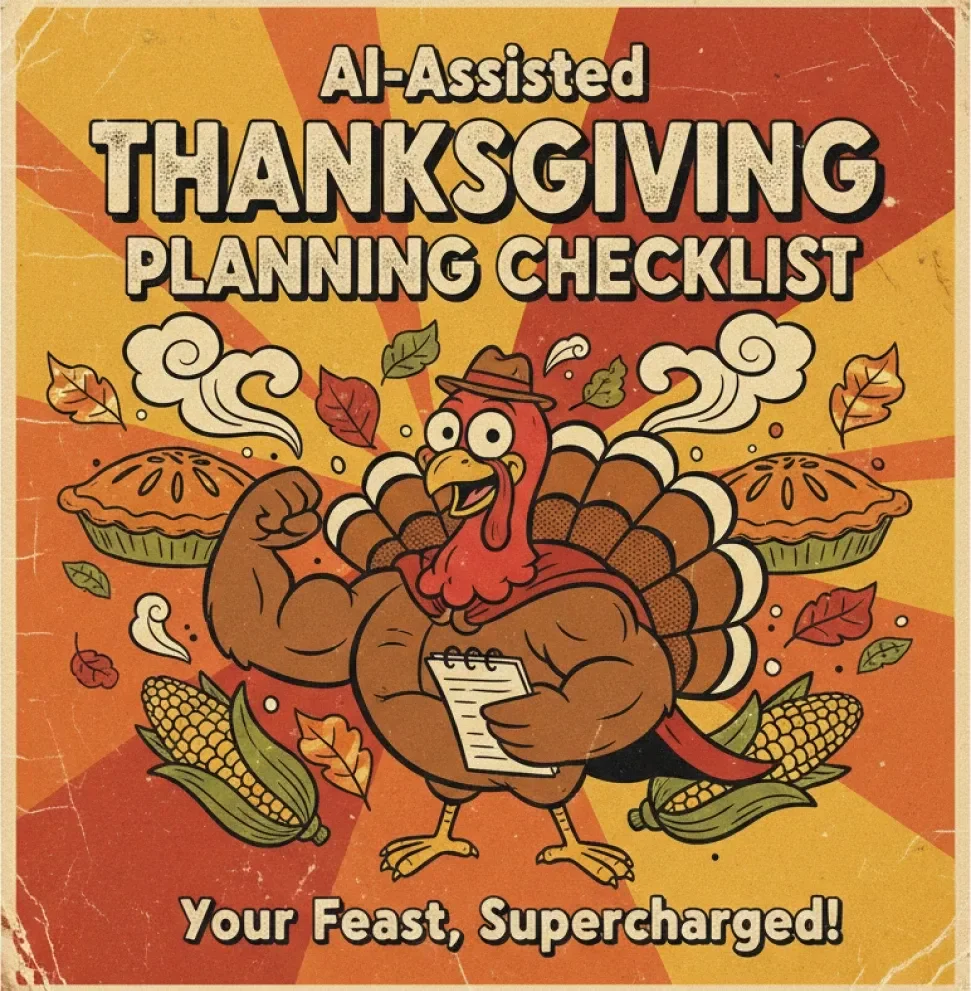 AI-Assisted Thanksgiving Planning Checklist | Digital Holiday Organizer, Smart Menu & Home Setup Guide