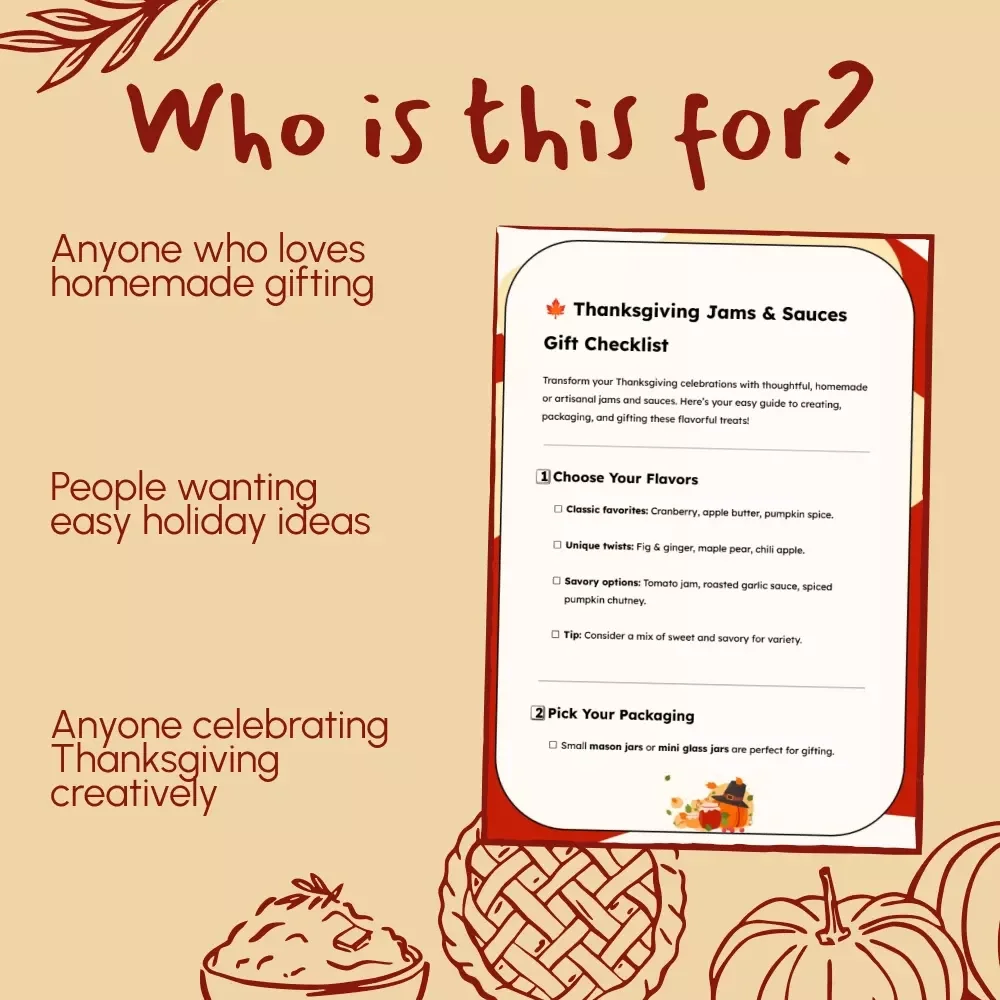 Thanksgiving Jams & Sauces Gift Checklist | Printable Holiday Gift Guide for Homemade & Artisanal Jams and Sauces | Thanksgiving Gifts Ideas
