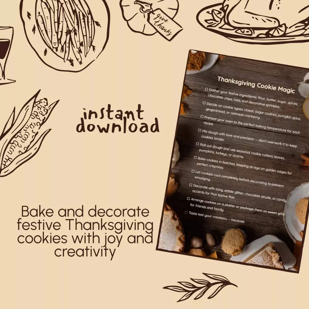 Thanksgiving Cookie Magic | Festive Thanksgiving Cookie Ideas Checklist | Holiday Baking Digital Download