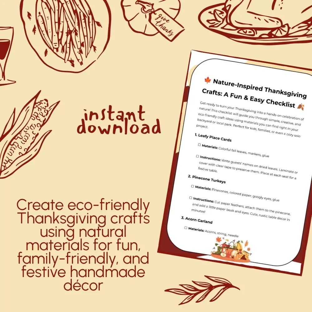 Nature-Inspired Thanksgiving Crafts: A Fun & Easy Checklist 🍂 | Thanksgiving Craft Ideas Using Natural Materials | Family Fall DIY Projects