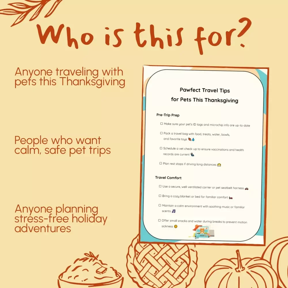 Pawfect Travel Tips for Pets This Thanksgiving | Printable Checklist for Stress-Free Pet Travel | Thanksgiving Travel Tips for Pets | Digital Download
