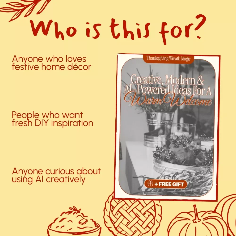 Thanksgiving Wreath Magic: Creative, Modern & AI-Powered Ideas for a Warm Welcome | Digital eBook | Thanksgiving Wreath Ideas, DIY Guide & AI Creativity Tips