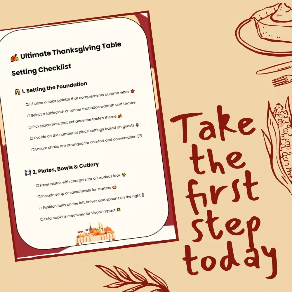 Ultimate Thanksgiving Table Setting Checklist | Printable Holiday Decor Guide | Thanksgiving Table Setting Ideas for a Beautiful Feast
