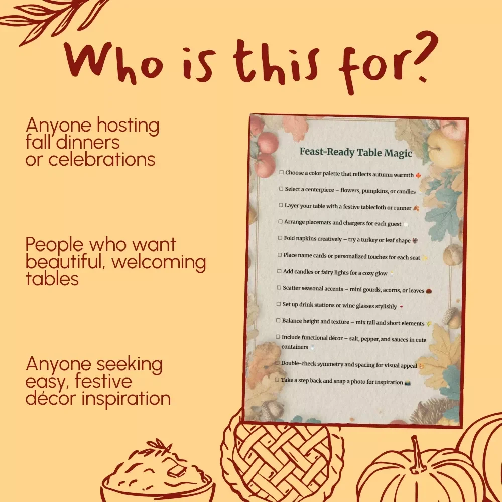 Feast-Ready Table Magic | Thanksgiving Table Decorating Ideas Checklist | Digital Download for Effortless Holiday Styling