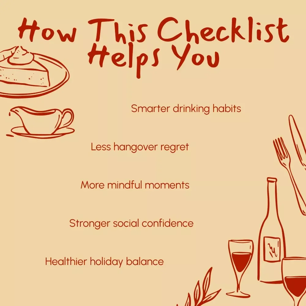Sip Smart This Thanksgiving Checklist | Digital Download for Managing Alcohol Intake at Thanksgiving | Mindful Drinking Guide & Holiday Wellness Planner