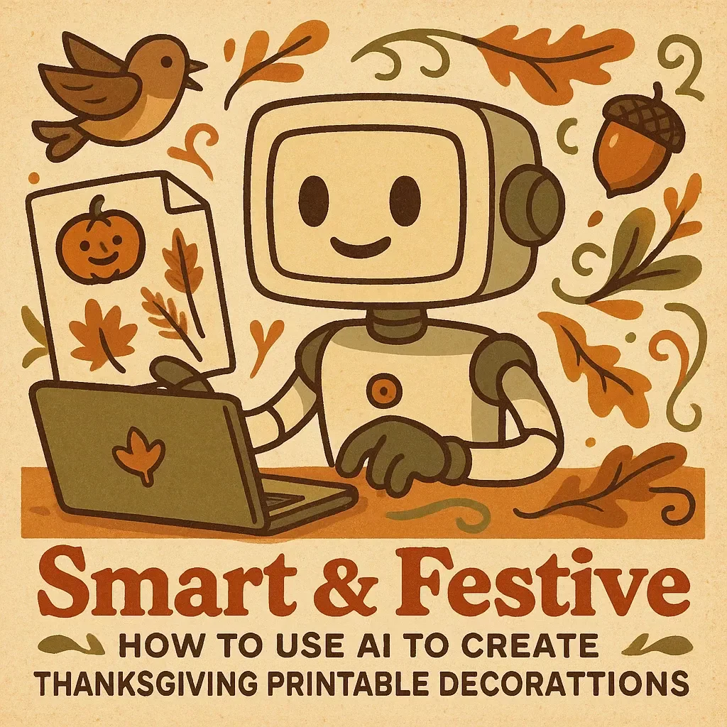 Smart & Festive: How to Use AI to Create Thanksgiving Printable Decorations | AI Thanksgiving Printables Guide, eBook for Creative Holiday Decor, Digital Download for DIY Fall Crafts