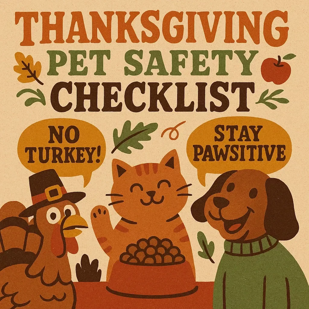 Thanksgiving Pet Safety Checklist | Printable Holiday Guide for Pet Owners | Digital Download | Thanksgiving Pet Safety Tips for Dogs & Cats