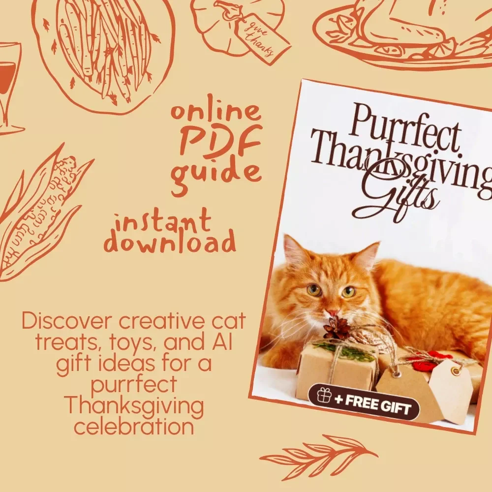 Purrfect Thanksgiving Gifts | Cat Lover Digital Guide | Cat Treats, Toys & AI Gift Planning Prompts for Pet Owners | Printable eBook & Checklist for Thanksgiving